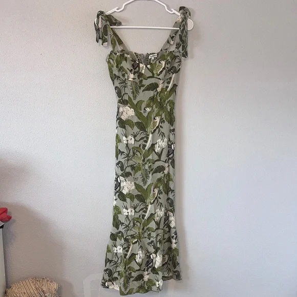 reformation green and white dress Reformation Launches at Anthropologie